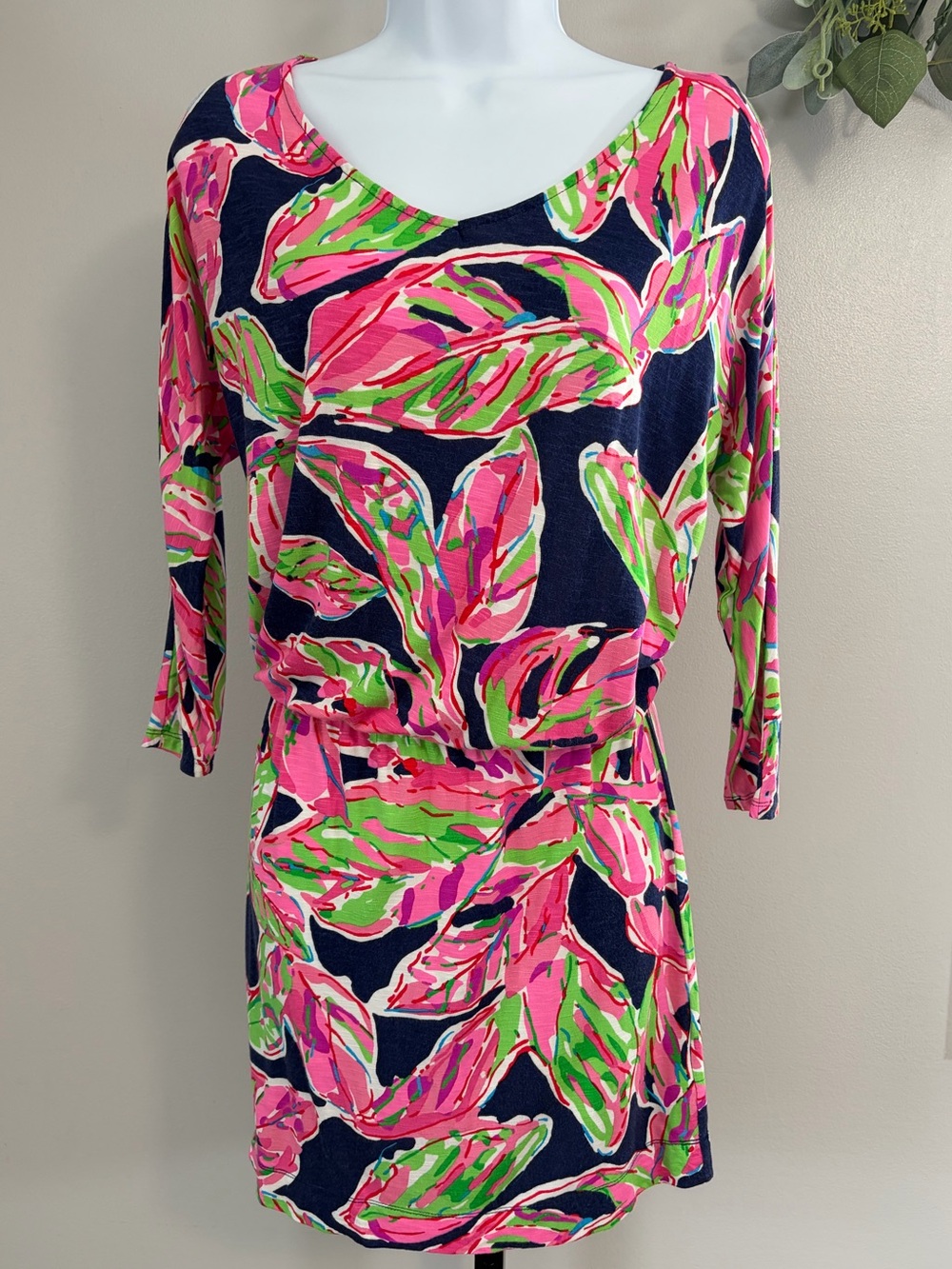 Lilly Pulitzer Pink, Green & Navy Tropical Print Dress